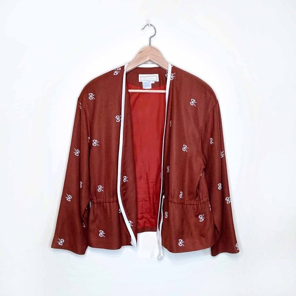 vintage simon chang embroider bow tie waist blazer - Picture 7 of 7